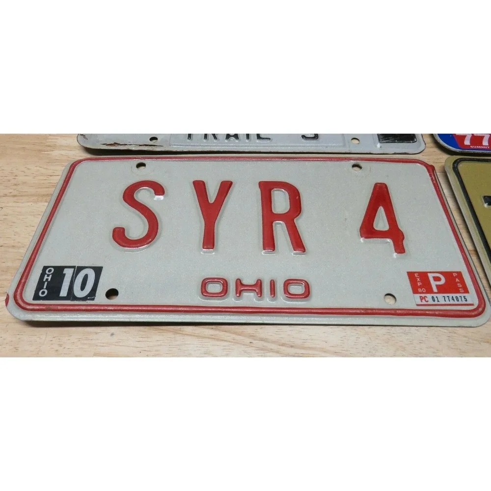 4 Vintage Ohio Indiana Illinois License Plates Garage Man Cave Decor Bar 70s 80s